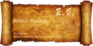 Réthi Ibolya névjegykártya